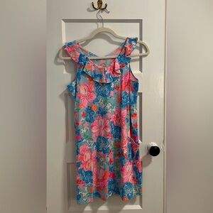 Lilly Pulitzer Pink and Blue Floral Kids Dress Size XL (12-14)